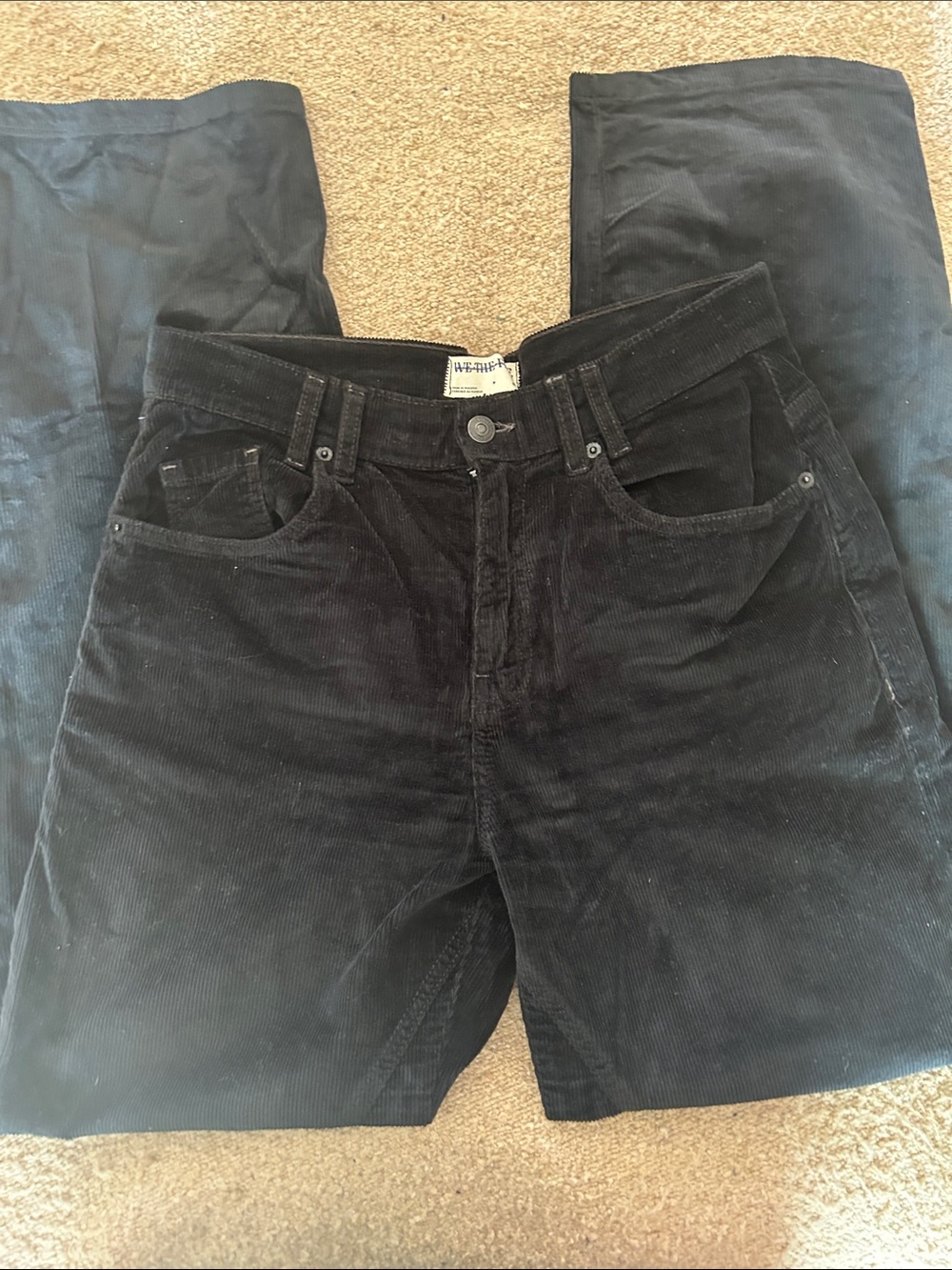 We The Free Black Corduroy Straight-Leg Pants
